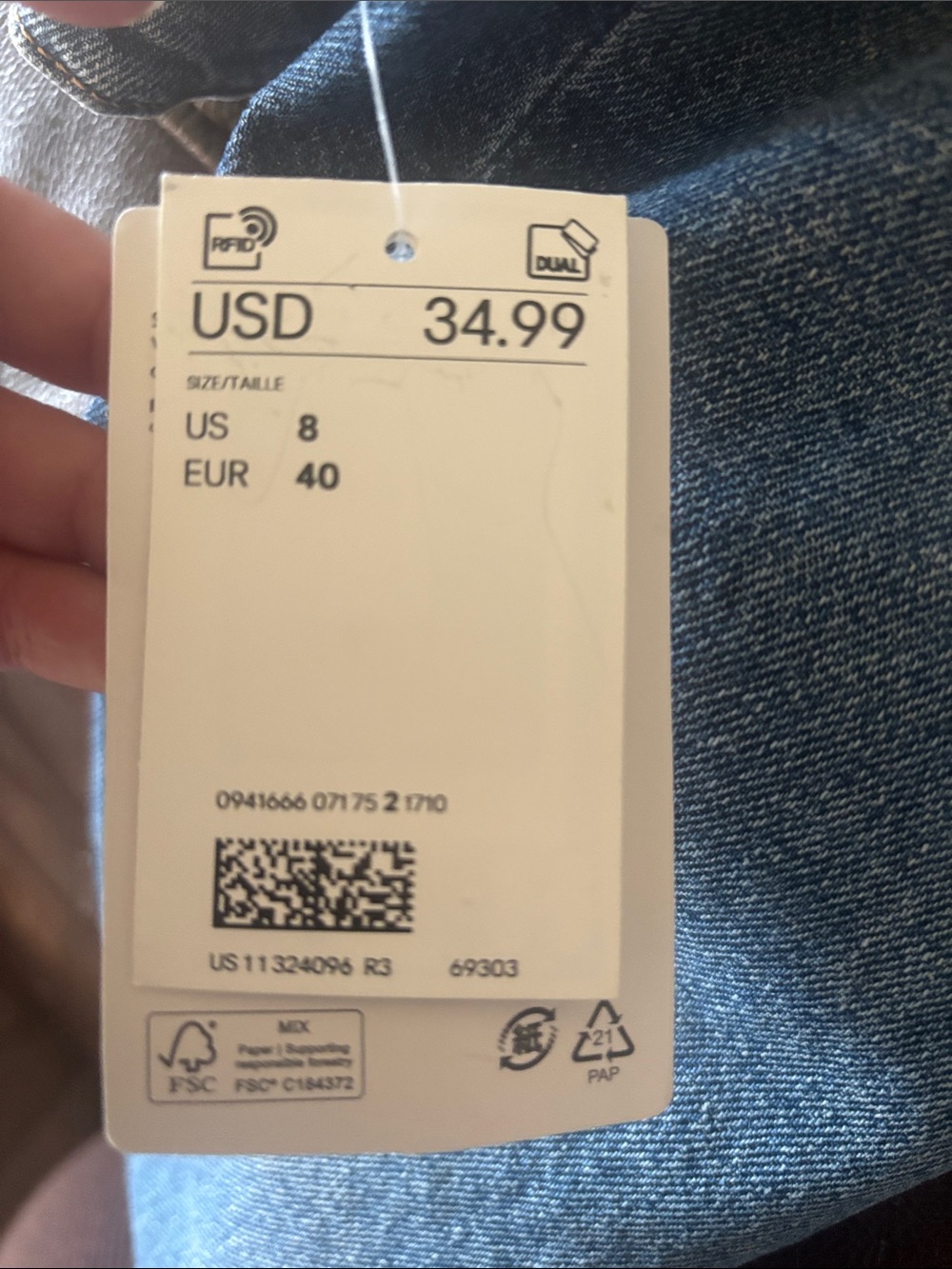 NWT H&M Straight-Leg Women's Jeans in Dark Blue Denim - Picture 7 of 7